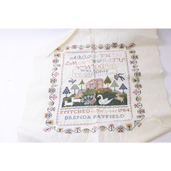 Baby Shower Cross Stitch, Welcome To Our Home, Farmhouse, Floral Pattern, - Picture 1 of 5